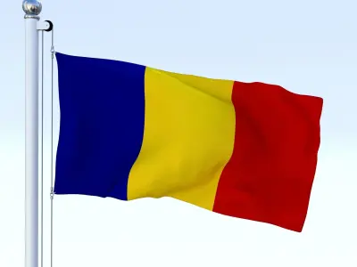 Animated Romania Flag Low-poly 3D model