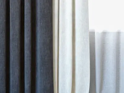 Curtains 11 Curtains with Tulle Ovington Grey and White 3D model