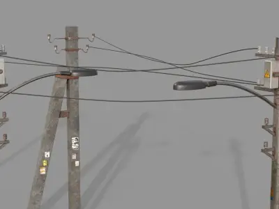 Utility poles collection Low-poly 3D model
