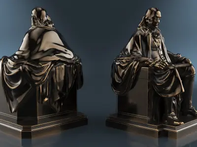  Franklin Seated Statue Large Bronze 