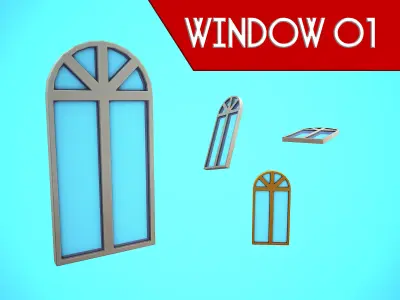 WINDOW 01 WOOD CARTOON STYLIZED  Low-poly 3D model