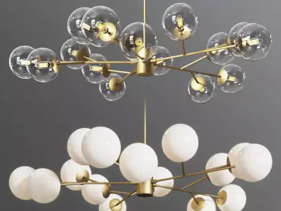 Orion 15 Light Pendant Clear and Opaque Glass 3D model