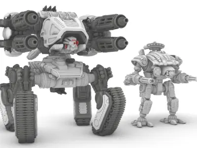 Project Gigante B - 28mm Super Heavy Fire Support Mech 3D print model