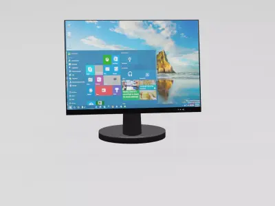 Monitor 3d model with windows Low-poly 3D model