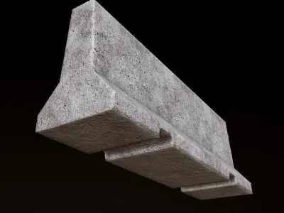 Concrete Barricade - PBR Game Ready Low-poly 3D model