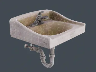 Dirty Bathroom Sink - PBR Game Ready Low-poly 3D model