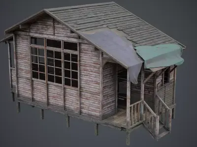 Abandoned Wooden Cabin 3D model