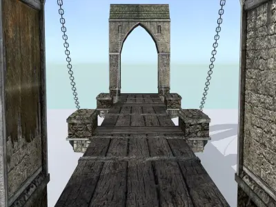 Medieval City Drawbridge Low-poly 3D model