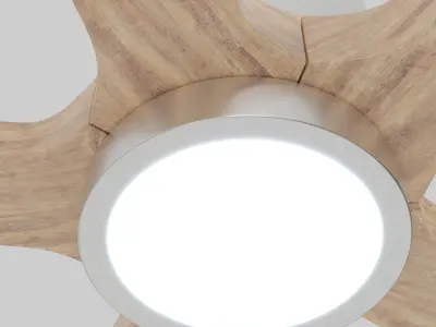 Modern Wood and Metal Ceiling Fan 3D model