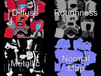 Red Humanoid Robot model pack Low-poly 3D model