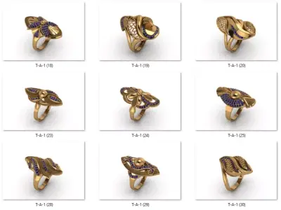 ring 15 piecering rings gold rings ring drawing ring  3D print model