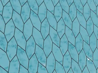 Luxury Glossy Cyan Marble Shield Mosaic Tiles PBR Seamless Texture