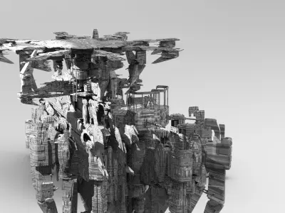 Alien Sci-fi base platforms 4  3D model