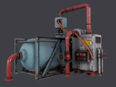 Rusty Industrial Compressor  Low-poly 3D model