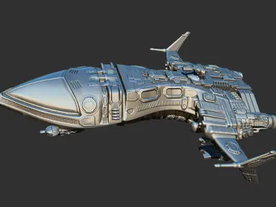 Spaceship flying in space 3D print model