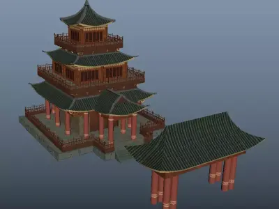 Shrine chinese pagoda - chinese pagoda Free low-poly 3D model