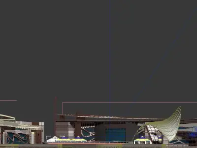 modern club building and landscape 3D model