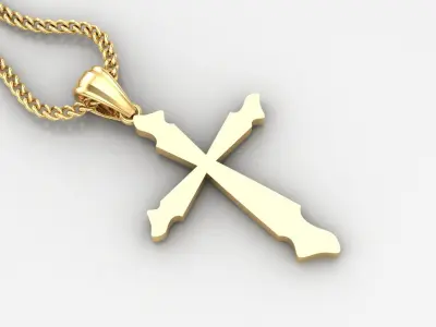 Light Gold 18K Cross Pendant 1CP099 3D print model