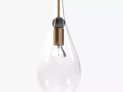 Petite Wood Drop Pendant Light 3D model