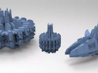 Sci-Fi dark Platforms 3 Monoliths 3D model