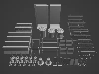 Traffic Barrier Pack Low-poly 3D model
