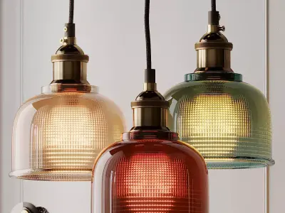 Sosie - Retro Europan Color Glass Pendant Light 3D model