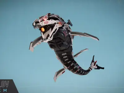 SciFi Beast03 WhaleSnake Low-poly 3D model