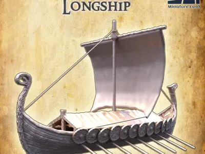 Viking Longship Tabletop Terrain 28 MM 3D print model