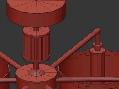 Laurent gold and chandelier with six drum shades 3D model