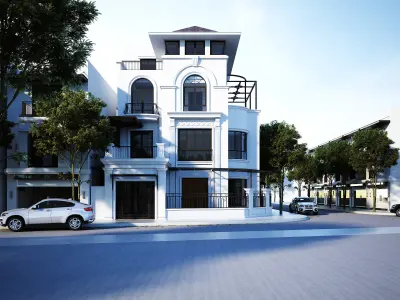 Modern Village Exterior 3d Scene - V-ray rendering 3D model