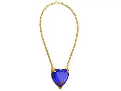 GEMSTONE HEART Blue PENDANT NECKLACE 3D model