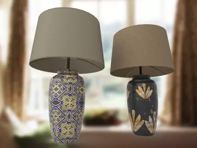 Table lamp in modern style and vintage style Low-poly 3D model