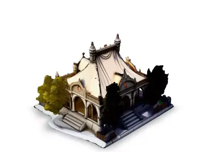 Medieval Tent Market Building 3D Model Low-poly 3D model