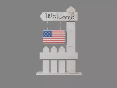 Patriotic Front Door Welcome Sign Low-poly 3D model