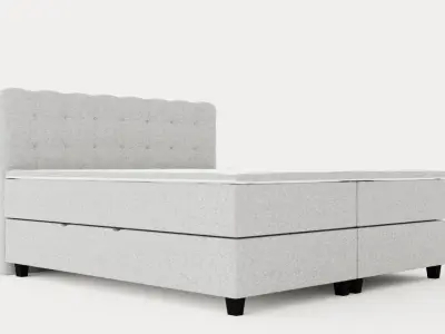 Royal Bed Package With Storage180x200 Light Gray Low-poly 3D model