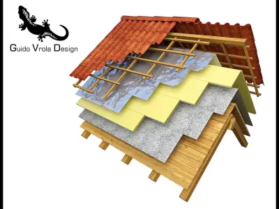 Insulated roof exploded view 3D model