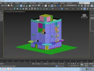 Modular buildings loft from Brooklyn with animation Low poly PBR Low-poly 3D model