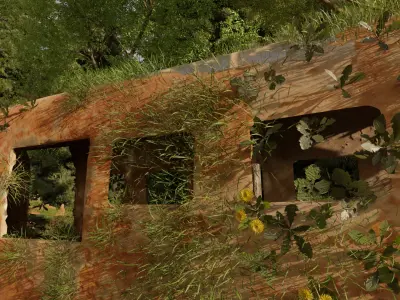 Abandoned airplane crashed on forest 3D model