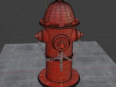 Hydrant fire with chains 3D model
