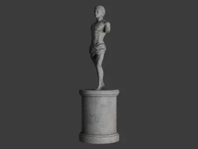 Low-Poly Old antique sculpture of a man Low-poly 3D model