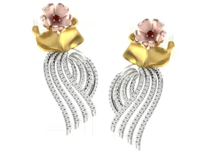 Women Pendant Earring Sets 3dm STL OBJ FBX Renders Details 3D print model 6