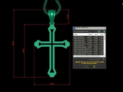 High Cross Pendant Light Gold 18K 4CP041 3D print model