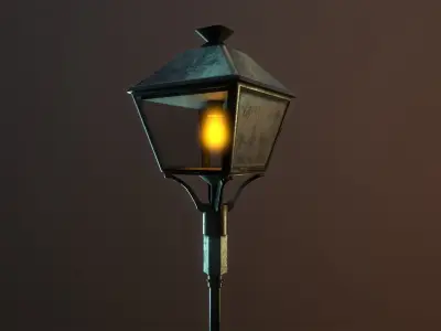 Street Lamp Low-poly 3D model 10