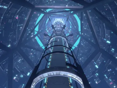 scifi space Corridor  Bridge Tunnel 3D model