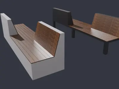 Outdoor park long chairs 3D model
