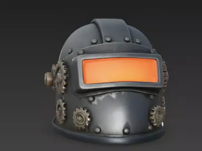 Stylized Steampunk Engineer Helmet 3D Model Low-poly 3D model