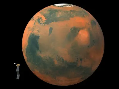  Satellite Station on Orbit Planet Mars 