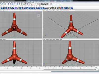 Police Cone  x4 Tetrapodos 3D model