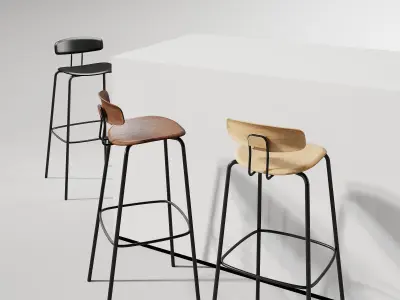 Okito Ply Bar Chair 3D model