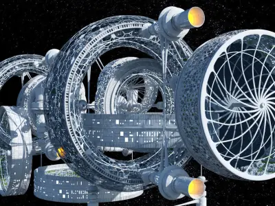 Futuristic Space Colony 3D model